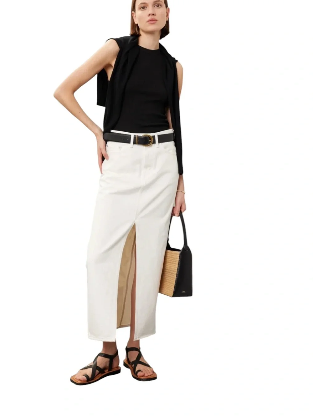 Levi’s- Ankle Colomn Skirt White High-Slit Maxi Skirt Size 29